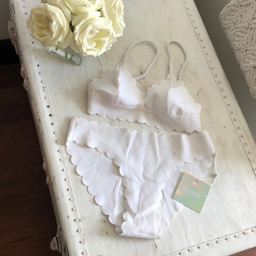 white scallop bikini